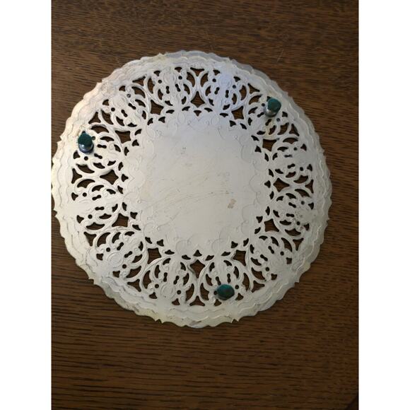 Vintage WILLIAM ADAMS Hand Crafted Silver Plate Pierced Trivet Tray Italy 7.5" - Picture 5 of 8